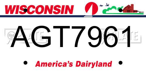 AGT7961 Wisconsin License Plate