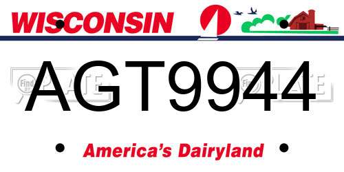 AGT9944 Wisconsin License Plate