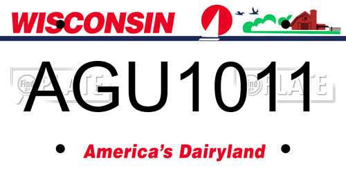 AGU1011 Wisconsin License Plate