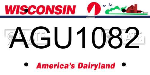 AGU1082 Wisconsin License Plate