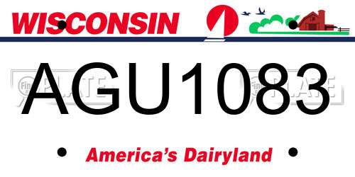 AGU1083 Wisconsin License Plate