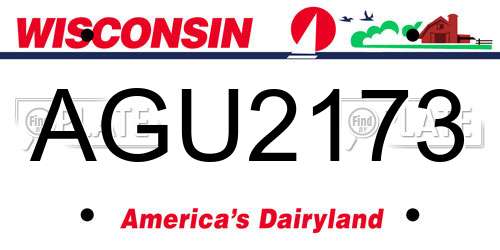 AGU2173 Wisconsin License Plate