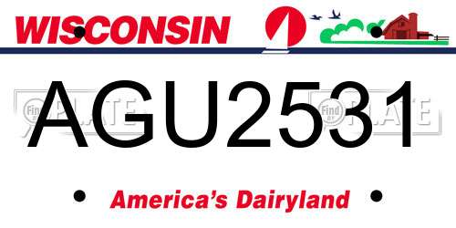 AGU2531 Wisconsin License Plate