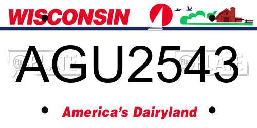 AGU2543 Wisconsin License Plate
