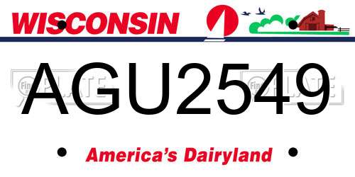 AGU2549 Wisconsin License Plate