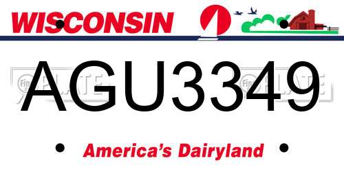 AGU3349 Wisconsin License Plate