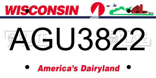 AGU3822 Wisconsin License Plate