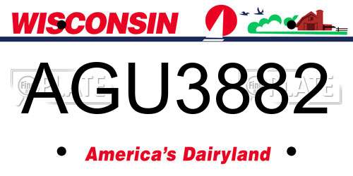 AGU3882 Wisconsin License Plate