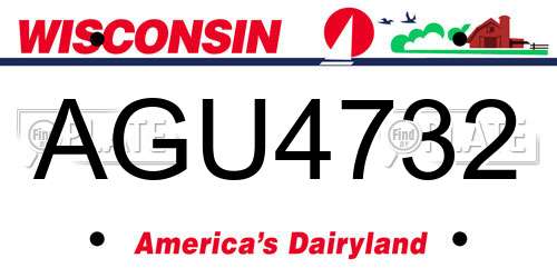AGU4732 Wisconsin License Plate