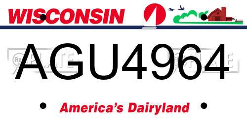 AGU4964 Wisconsin License Plate