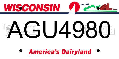 AGU4980 Wisconsin License Plate