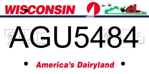 AGU5484 Wisconsin License Plate