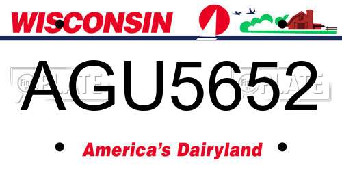 AGU5652 Wisconsin License Plate