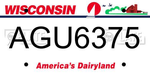 AGU6375 Wisconsin License Plate