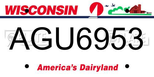AGU6953 Wisconsin License Plate