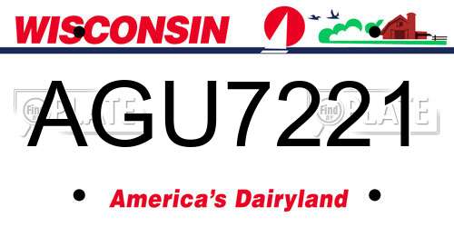 AGU7221 Wisconsin License Plate