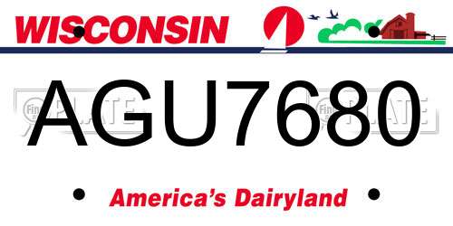 AGU7680 Wisconsin License Plate