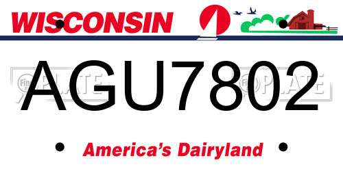 AGU7802 Wisconsin License Plate