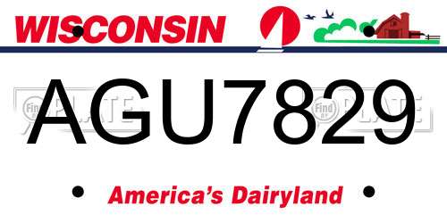 AGU7829 Wisconsin License Plate
