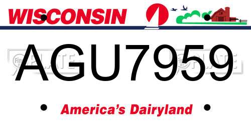 AGU7959 Wisconsin License Plate