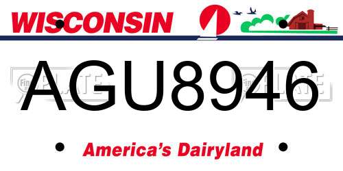 AGU8946 Wisconsin License Plate