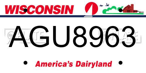 AGU8963 Wisconsin License Plate