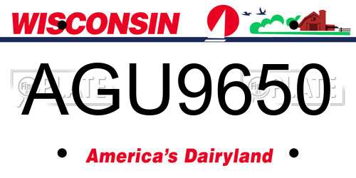 AGU9650 Wisconsin License Plate