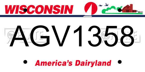 AGV1358 Wisconsin License Plate