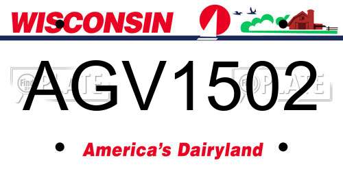 AGV1502 Wisconsin License Plate