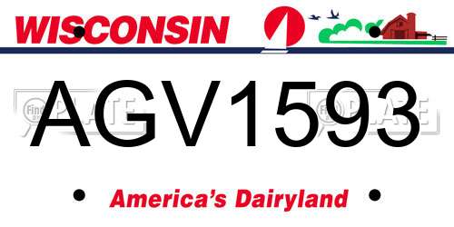 AGV1593 Wisconsin License Plate