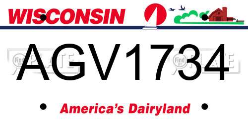 AGV1734 Wisconsin License Plate