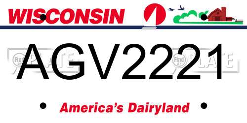 AGV2221 Wisconsin License Plate