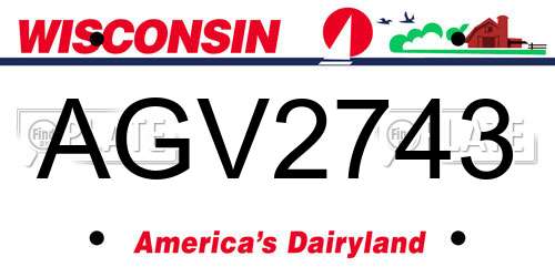 AGV2743 Wisconsin License Plate