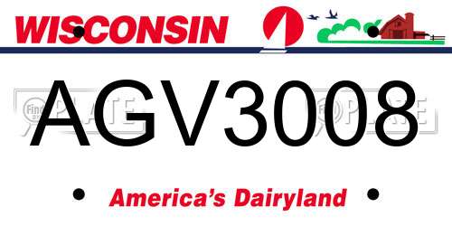 AGV3008 Wisconsin License Plate