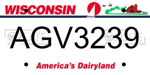 AGV3239 Wisconsin License Plate