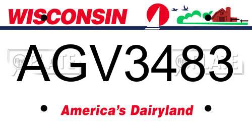 AGV3483 Wisconsin License Plate