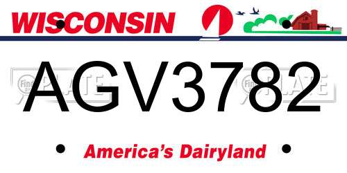 AGV3782 Wisconsin License Plate