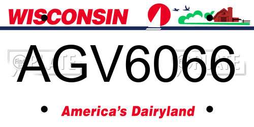 AGV6066 Wisconsin License Plate