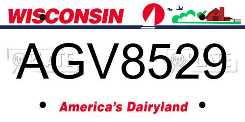 AGV8529 Wisconsin License Plate
