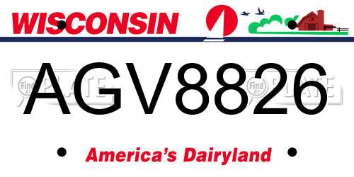 AGV8826 Wisconsin License Plate