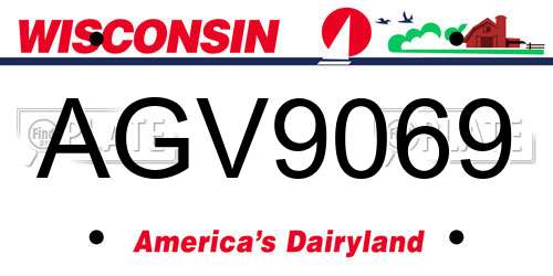 AGV9069 Wisconsin License Plate