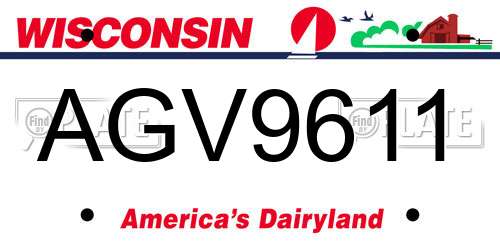 AGV9611 Wisconsin License Plate