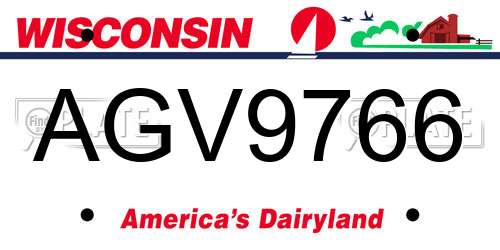 AGV9766 Wisconsin License Plate