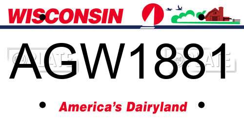 AGW1881 Wisconsin License Plate