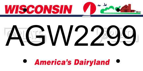 AGW2299 Wisconsin License Plate