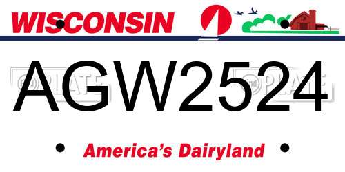 AGW2524 Wisconsin License Plate