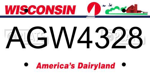 AGW4328 Wisconsin License Plate
