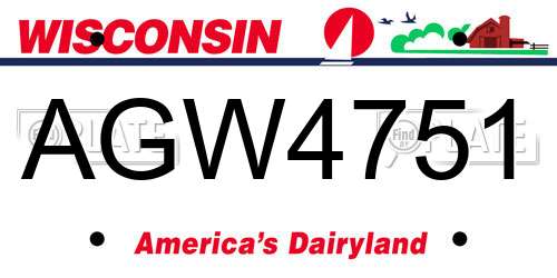 AGW4751 Wisconsin License Plate