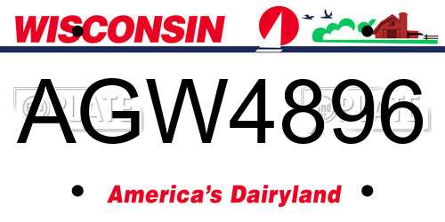 AGW4896 Wisconsin License Plate