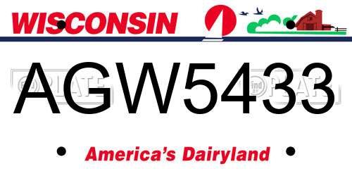 AGW5433 Wisconsin License Plate